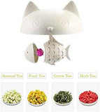 Petluno Glass Cat Teacup, Fish Infuser Water Bottle, 250ML Bulk Strainer White