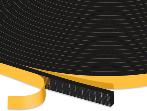 Joint Isolation for Window Door, Adhesive Rubber Foam, Sealing Insulation Strip, Anti-foid Shockproof, 6 mm (L) x 1.5 (H), total 10 m Black 1.5mm 10M