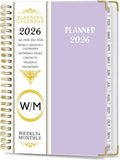2026 Weekly and Monthly Planner, Jan-Dec, Spiral-Bound with Tabs, Inner Pocket, 6.2" x 8.5" Year Planner Calendar (Purple, 8.5")