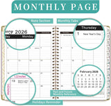 2026 Weekly and Monthly Planner, Jan-Dec, Spiral-Bound with Tabs, Inner Pocket, 6.2" x 8.5" Year Planner Calendar (Purple, 8.5")