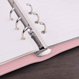 Petluno A6 PU Leather Notebook Binder 6 Ring Refillable Budget Cover for Refill Paper, Loose Leaf Personal Planner Organizer with Magnetic Buckle School, Office, Travel & Photocard, Pink