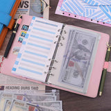 Petluno A6 PU Leather Notebook Binder 6 Ring Refillable Budget Cover for Refill Paper, Loose Leaf Personal Planner Organizer with Magnetic Buckle School, Office, Travel & Photocard, Pink