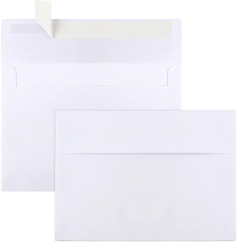50 Packs 5x7 Envelopes, White A7 Envelopes for Invitations, Printable, Self Seal Weddings, Photos, Postcards, Greeting Cards, Mailing (5.25x7.25in)