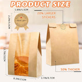 50 Pcs Bread Bags for Homemade Bread, Sourdough Paper With Window, 50% Thicker 13.7x8.2x3.7in A Large Bakery Used Storage Cookies & Snacks, 60 Cute Sealing Stickers Ties