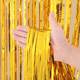 3 Pack 3.3x8.2 Feet Gold Foil Fringe Backdrop Curtains, Tinsel Streamers, for 2025 New Years Eve, Graduation, Birthday, Baby Shower, Gender Reveal, Disco Party 05