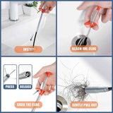 35.5-inch Drain Clog Remover (1 piece), 25-inch Snake Hair Remover (6 pieces) & Cleaning Brush (2 pieces), Catcher Auger Cleaner Tool Set For Toilet, Kitchen Sink, Bathroom Tub, Sewer, 9 Pack