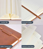 Lined Journal Notebook for Women and Men, 256 Pages A5 Hardcover Leather Journal for Writing, Travel, Business, Work & School, College Ruled Notebook for Note Taking, Diary Notepad 5.7"×8.3" (Brown) Brown A5-sized