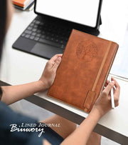 Lined Journal Notebook for Women and Men, 256 Pages A5 Hardcover Leather Journal for Writing, Travel, Business, Work & School, College Ruled Notebook for Note Taking, Diary Notepad 5.7"×8.3" (Brown) Brown A5-sized