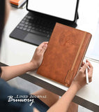 Lined Journal Notebook for Women and Men, 256 Pages A5 Hardcover Leather Journal for Writing, Travel, Business, Work & School, College Ruled Notebook for Note Taking, Diary Notepad 5.7"×8.3" (Brown) Brown A5-sized