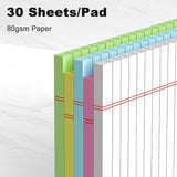 5pcs Small Note Pads 5x8 Notebook College Ruled Legal Color Notepads 5 Pack Study Back Writing x 8 Perforated Narrow of Paper for School & Office Supplies 30 Sheets/Pack Multicolor