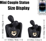 Mini Couples Statue - Ceramic Romantic Pair in Love Figurines for Bedroom Decor, TV Cabinet, Wedding Valentine's Gift, Small Knick Knacks Home Shelf (4.7 inch Black) 12 cm inch) Black