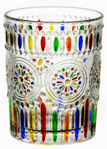 Petluno Hand Painted Stained Glass Whiskey Tumblers, Lead-Free Crystal Colorful Wine Glasses Old Fashioned for Drinking Bourbon, Scotch Whisky, Cocktails, Cognac - Father's Day Gift (Rainbow)