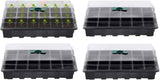 Petluno 4-piece seedling trays, 24-cell plastic seedling propagation trays, flower seed growing containers with adjustable ventilation openings for greenhouse, garden, home (with lids and bases)