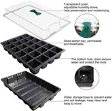 Petluno 4-piece seedling trays, 24-cell plastic seedling propagation trays, flower seed growing containers with adjustable ventilation openings for greenhouse, garden, home (with lids and bases)