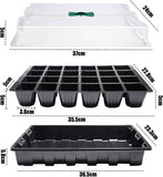Petluno 4-piece seedling trays, 24-cell plastic seedling propagation trays, flower seed growing containers with adjustable ventilation openings for greenhouse, garden, home (with lids and bases)