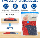 6 pieces vacuum storage bags for clothes, reusable, 40 x 60 cm travel essentials sealer compression bags, space-saving vacuum cube packaging bags, storage jackets, towels