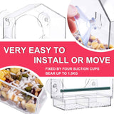 Strong suction window bird feeder, large capacity window bird feeder with removable seed tray and drainage holes for bird food, suitable for Dunnock, Blue Tit, Robin and small wild birds, 21 cm x 20 cm x 10 cm