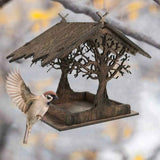 Vogelhuisje, wooden birdhouse, feeding stations, creative bird feeders, hanging bird food dispenser, wild birds, home, garden, courtyard, tree, decoration