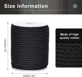 Petluno Macramé Cord 6 mm, 30 m Black Cotton Rope Thick for Crafting, Wall Hangings, Plant Hangers, Knitting, Gardening, Decoration Black 6mm 30m
