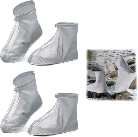 overshoes, waterproof, 4 reusable bike overshoes, anti-slip reinforcement with zip closure, can be worn anywhere, rain protection for shoes when cycling