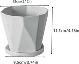 Flower pot, set of 3 flower pots, diameter 13 cm, with plastic saucer, round plant pot, weather-resistant, large flower pots A