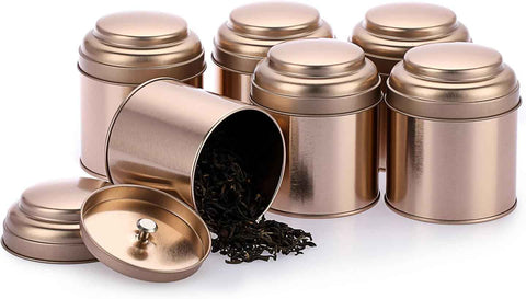 Petluno Set of 6 Loose Leaf Tea Tins 227ml Metal Nut Storage Jars Airtight Containers Kitchen Spice Jars, Food Tin for Tea, Coffee, Biscuits, Sugar