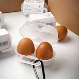 3 pieces egg holders for 2 eggs, egg box, portable egg case with carabiner, egg holder, plastic, transparent, refrigerator, kitchen, outdoor, picnic, camping