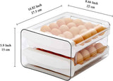 Petluno Egg Container for Fridge, 40 Grid/2 Tier Egg Holder, Fresh Egg Storage Box, Egg Tray and Egg Storage, Clear Plastic