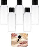 5-piece travel bottle set with flip-cap, 60 ml refillable plastic bottles, empty dispenser for shampoo, travel size, lotion, essential oils, makeup remover, transparent and leak-proof