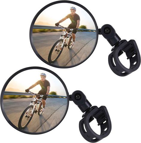 Petluno Bike Mirrors, 2 large angle mirrors 360° rotatable, adjustable, HD-nylon resin bike mirrors, for handlebars 15 to 35 mm, bike accessories for all round bikes