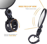 Petluno Bike Mirrors, 2 large angle mirrors 360° rotatable, adjustable, HD-nylon resin bike mirrors, for handlebars 15 to 35 mm, bike accessories for all round bikes
