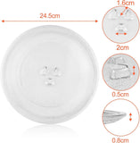Magnetron plate, glass, 24.5 cm, microwave plate, turntable, glass plate, microwave accessories, replacement turntable with 3 attachments for standard round microwaves