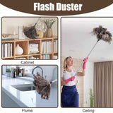 Feather duster, extendable, telescopic cleaning cloth, washable, ostrich feathers, cobweb duster with telescopic handle, cleaning supplies, home, car, office