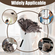 Feather duster, extendable, telescopic cleaning cloth, washable, ostrich feathers, cobweb duster with telescopic handle, cleaning supplies, home, car, office