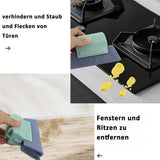 Cleaning brush with slot, 3 cleaning brushes and 6 replacement pads, kitchen cleaning set, for cleaning all corners windows doors, grey, green, cream-coloured