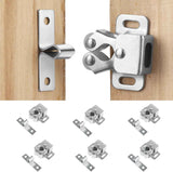 Petluno 6 pack double roller cabinet lock, roller catch hardware for cupboard kitchen cabinet door locks, cabinet door locks and latches with screws, silver
