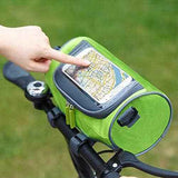 Waterproof Bicycle Handlebar Bag with Transparent Pouch and Adjustable Strap High-Capacity Cycling Front Pack #1 Green