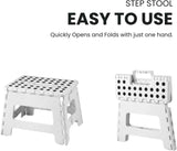 Folding Step Stool, 9 Inch Lightweight Foldable Stool Kids Step Stool for Kitchen Bathroom Home Bedroom, Sturdy Kid Foot Stepping Stool, White