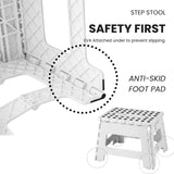 Folding Step Stool, 9 Inch Lightweight Foldable Stool Kids Step Stool for Kitchen Bathroom Home Bedroom, Sturdy Kid Foot Stepping Stool, White