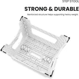 Folding Step Stool, 9 Inch Lightweight Foldable Stool Kids Step Stool for Kitchen Bathroom Home Bedroom, Sturdy Kid Foot Stepping Stool, White
