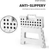 Folding Step Stool, 9 Inch Lightweight Foldable Stool Kids Step Stool for Kitchen Bathroom Home Bedroom, Sturdy Kid Foot Stepping Stool, White