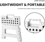 Folding Step Stool, 9 Inch Lightweight Foldable Stool Kids Step Stool for Kitchen Bathroom Home Bedroom, Sturdy Kid Foot Stepping Stool, White