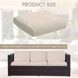 Outdoor Waterproof Couch Cushion Covers, Stretch Individual Patio Chair Cushion Outdoor Seat Cushion Pad Replacement Sofa Cushion Protector Sofa Slipcover (Cream, 2Pcs)
