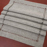 Handmade Hemstitch Gray Dining Table Runner Or Dresser Scarf, Rectangular 14 by 72 Inch