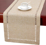 Handmade Hemstitch Beige Table Runner Or Dresser Scarf, Rectangular 14 By 108 Inch