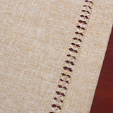 Handmade Hemstitch Beige Table Runner Or Dresser Scarf, Rectangular 14 By 108 Inch