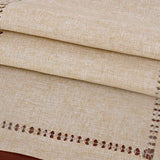 Handmade Hemstitch Beige Table Runner Or Dresser Scarf, Rectangular 14 By 108 Inch