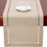 Handmade Hemstitch Beige Table Runner Or Dresser Scarf, Rectangular 14 By 108 Inch