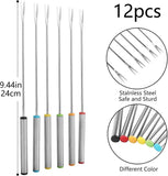 12 Pieces Fondue Forks, Stainless Steel Fondue Forks Roasting Sticks 24cm Fondue Skewers with Heat Resistant Handle for Cheese Chocolate Fondue Roast Marshmallows Meat