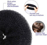 Hair Donut Bun Maker Set - 4 Bun Shapers, 20 Invisible Nets, 5 Elastics, 20 Bobby Pins (Black)